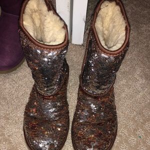 Brown glitter uggs